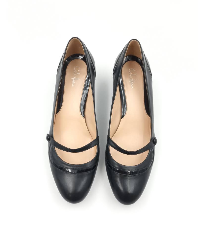 Cole Haan Schwarz Leder Kitten Heel Pumps Größe 8, 5 Us von SandyVintageBoutique