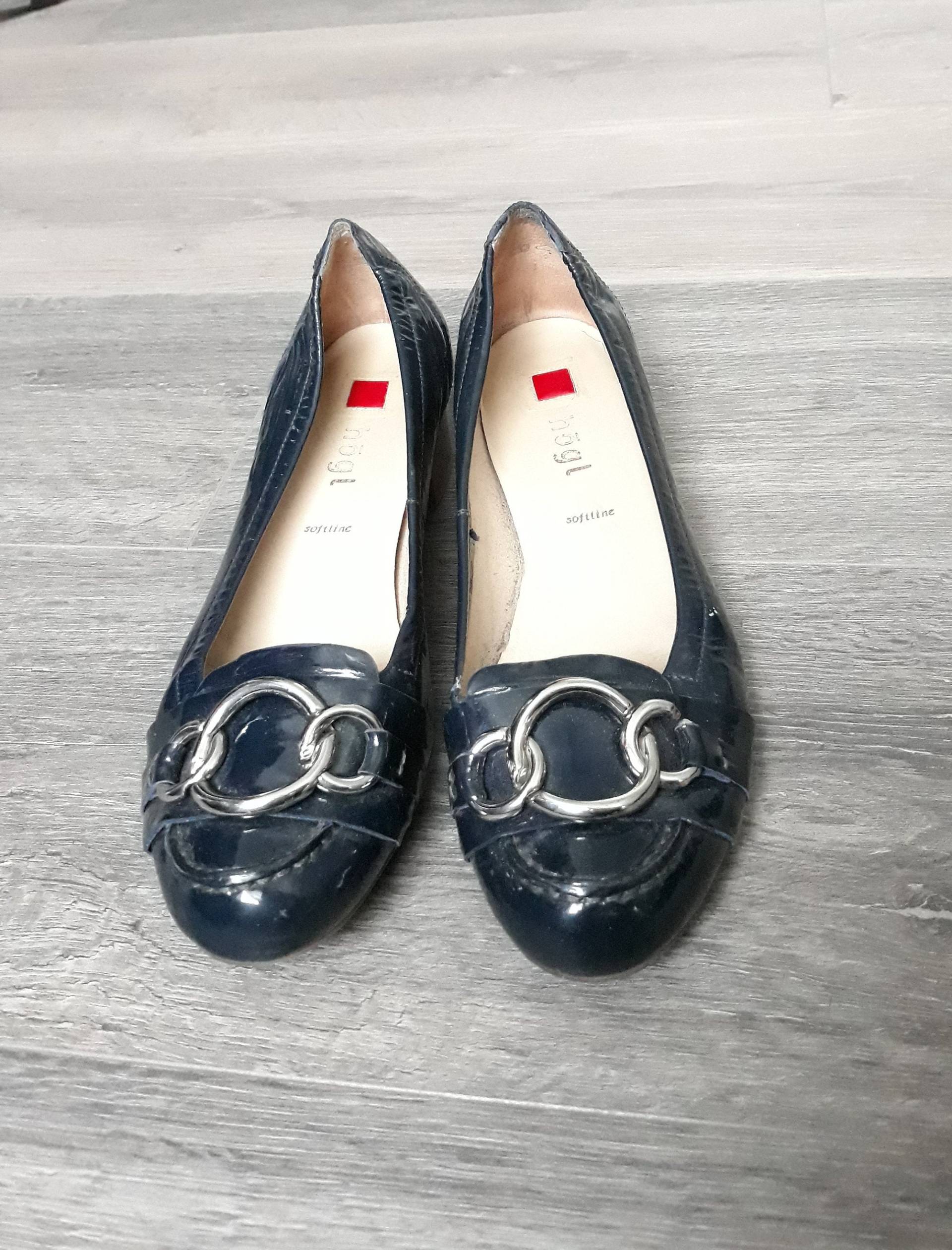 Vintage Blaue Frauen Loafer Leder Schuhe Blockabsatz Chunky Slip On Högl Uk 6 1/2 Größe von SandyVintageBoutique