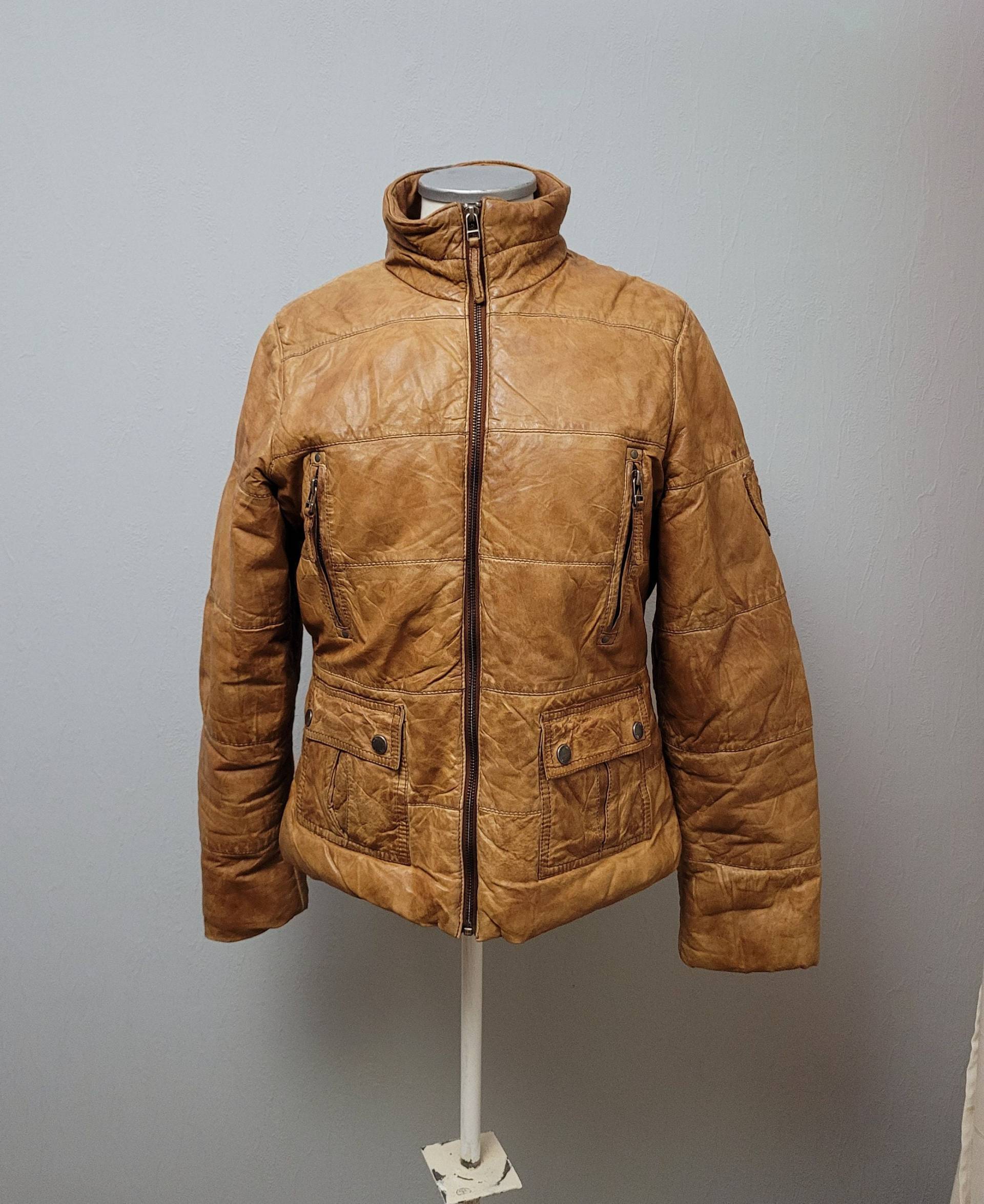 Vintage Cognac Braune Lederjacke - Damen Mauritius Mantel, Größe L Vintage Cognac Braune Lederjacke - Damen Mauritius Mantel, Größe L von SandyVintageBoutique