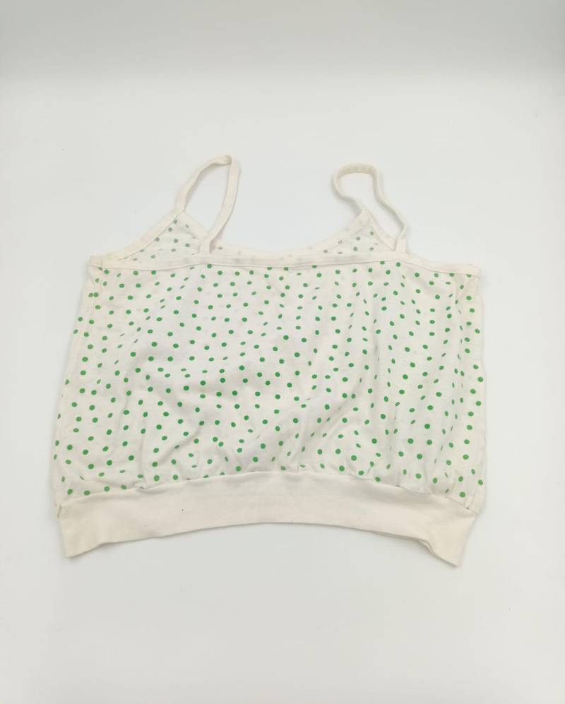 Vintage Udssr Baumwolle Nachthemd Top Grüne Polka Dot Nachtwäsche von SandyVintageBoutique