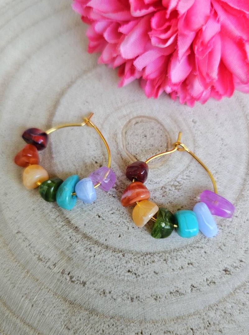 Chakra Ohrringe Aus Naturstein | 2, 0 cm Creolen Heilsteinschmuck - Boho & Handgemacht Chakra Ohrringe Aus Naturstein | 2, 0 cm Creolen Heilsteinschmuck - Boho & Handgemacht von SandysWelt25