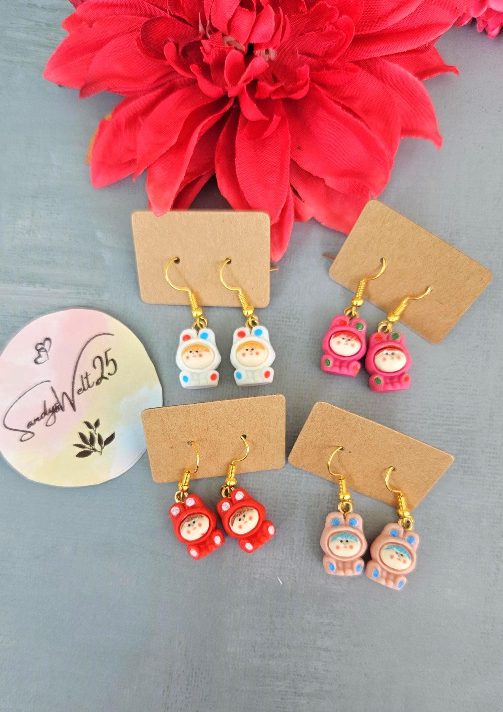 Ohrringe Hasen - Süße Ohrhänger/ Mini-Cartoon-Tier Ohrhänger von SandysWelt25