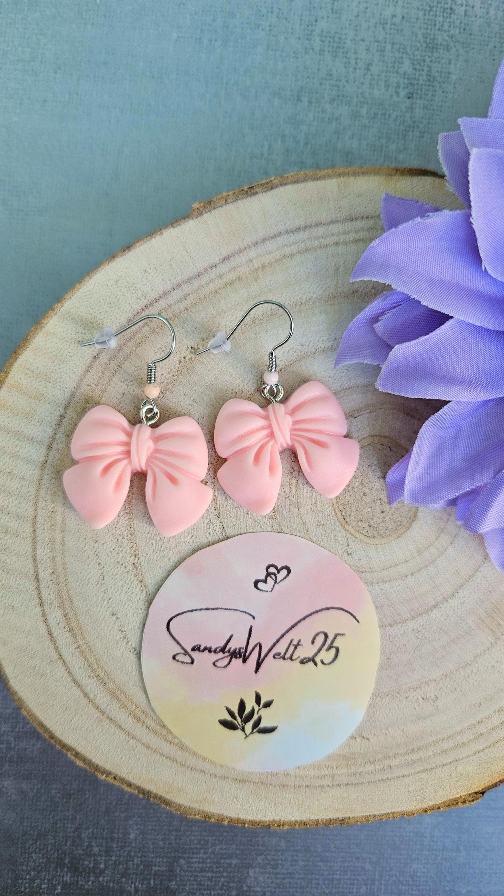 Ohrringe Schleife - Süße Ohrhänger Rosa Schleifchen von SandysWelt25