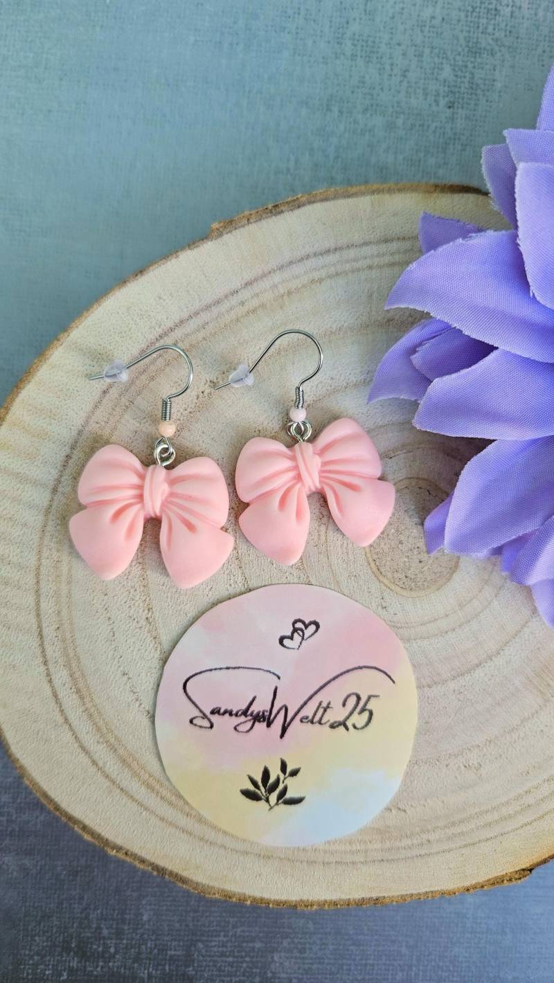 Ohrringe Schleife - Süße Ohrhänger Rosa Schleifchen von SandysWelt25