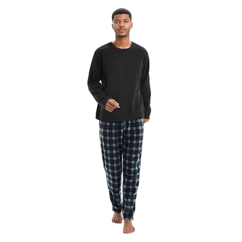 SaneShoppe Herren Fleece pj Pyjama Set, Schwarzer Chack, L von SaneShoppe