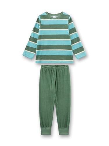 Jungen-Schlafanzug Blau | Hochwertiger und bequemer Schlafanzug aus Frottee für Jungen. Langarm Schlafanzug mit Ringel-Oberteil | Pyjamaset für Jungen von Sanetta