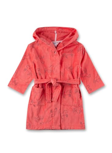 Mädchen-Bademantel Rosa | Hochwertiger und kuscheliger Bademantel aus Frottee für Mädchen. Pferde-Bademantel mit Kapuze & Gürtel | Bademantel für Mädchen von Sanetta
