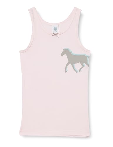 Mädchen-Unterhemd Rosa | Hochwertiges und nachhaltiges Unterhemd für Mädchen aus Bio-Baumwolle. Unterhemd mit Breiten Trägern und Pferdemotiv | Unterwäsche für Mädchen von Sanetta