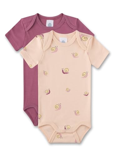 Sanetta Baby-Body kurzarm (Doppelpack) lila & beige Schnecken | Hochwertiger und nachhaltiger Body für Mädchen aus Bio-Baumwolle. Inhalt: 2er Set Baby Body von Sanetta