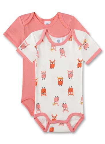 Sanetta Baby-Body kurzarm (Doppelpack) rosa & off-white Eule | Hochwertiger und nachhaltiger Body für Mädchen aus Bio-Baumwolle. Inhalt: 2er Set Baby Body von Sanetta