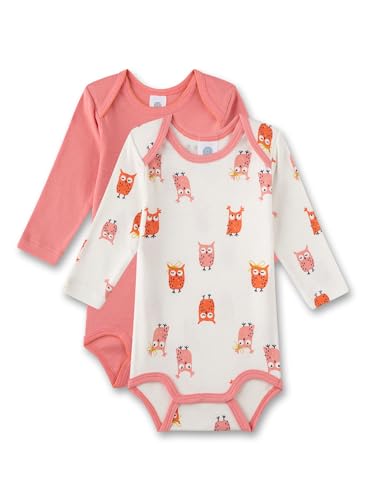 Sanetta Baby-Body langarm (Doppelpack) weiß & rosa Eule | Hochwertiger und nachhaltiger Body für Mädchen aus Bio-Baumwolle. Inhalt: 2er Set Baby Body von Sanetta