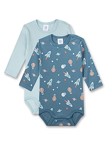 Sanetta Baby Body Langarm Doppelpack Blau | Hochwertiger und nachhaltiger Body für Jungen aus Bio-Baumwolle. Inhalt: 2er-Set Baby Body 062 von Sanetta