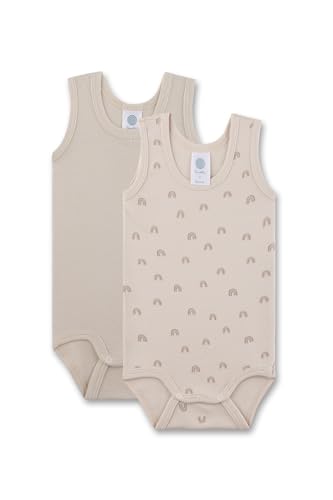 Sanetta Baby-Body ärmellos (Doppelpack) beige Regenbogen | Hochwertiger und nachhaltiger Unisex-Body aus Bio-Baumwolle. Inhalt: 2er Set Baby Body von Sanetta