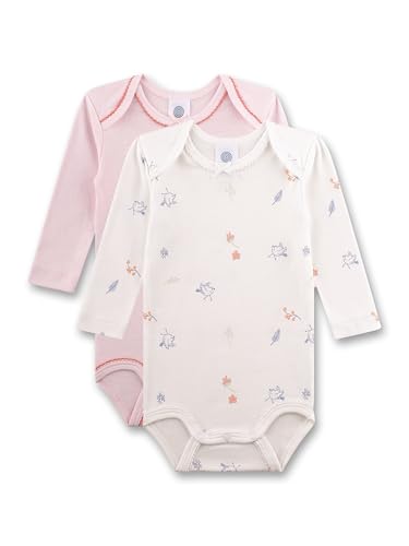 Sanetta Baby-Body langarm (Doppelpack) Rosa und Weiß mit Vögeln | Hochwertiger und nachhaltiger Body für Mädchen aus Bio-Baumwolle. von Sanetta