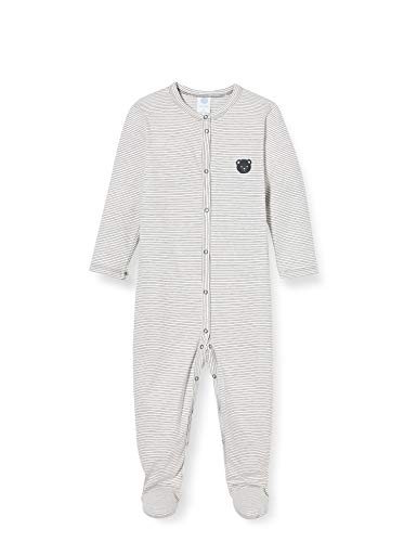 Sanetta Baby-Jungen Schiefer Feiner Overall im schicken Ringel-Look kleinen Bärchen-Artwork, grau, 074 von Sanetta