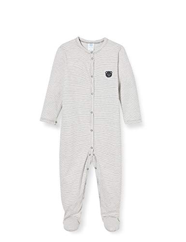 Sanetta Baby-Jungen Schiefer Feiner Overall im schicken Ringel-Look kleinen Bärchen-Artwork, grau, 086 von Sanetta