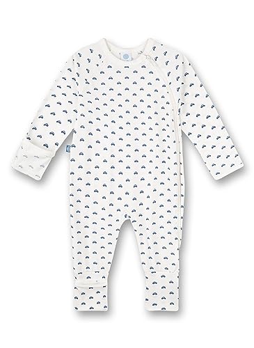 Sanetta Jungen-Overall Weiß Auto-Allover | Praktischer und bequemer Strampler aus Bio-Baumwolle für Jungen. Baby Overall 080 von Sanetta