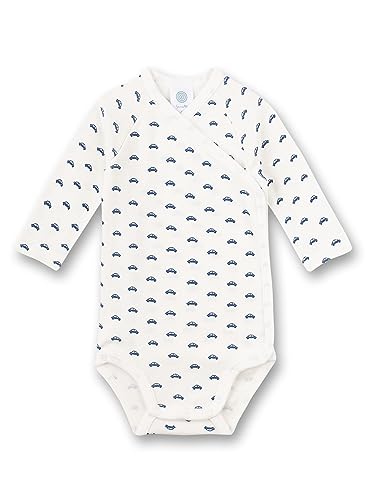 Sanetta Wickelbody Langarm Weiß | Nachhaltiger und süßer Wickelbody für Jungen aus Bio-Baumwolle. Baby Wickelbody 068 von Sanetta