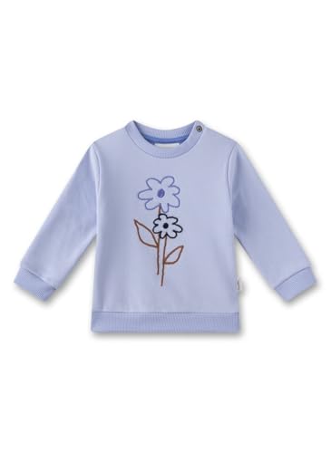 Sanetta Baby - Mädchen 11625 Baby-Sweatshirt Blau | Hochwertiges Und Gemütliches Sweatshirt Aus Bio-Baumwolle Mit Blumen-Motiv Bekleidung, Blau, 80 EU von Sanetta