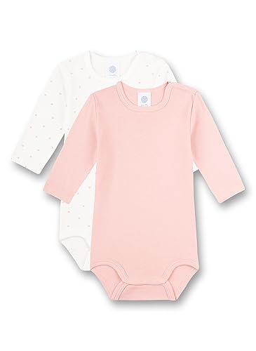 Sanetta Body Langarm (Doppelpack) Rosa und Weiß | Hochwertiger und nachhaltiger Body für Mädchen aus Bio-Baumwolle. Inhalt: 2er Set Baby Body 104 von Sanetta