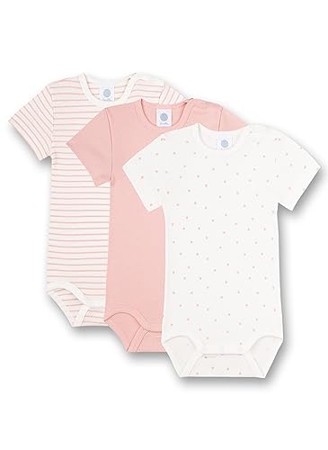 Sanetta Body Kurzarm (Dreierpack) Weiß Dots Rosa und Rosa Ringel | Hochwertiger und nachhaltiger Body für Mädchen aus Bio-Baumwolle. Inhalt: 3er Set Baby Body 068 von Sanetta