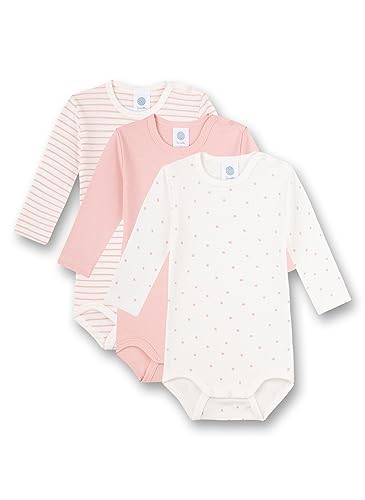 Sanetta Body Langarm (Dreierpack) Rosa Ringel Rosa und Weiß | Hochwertiger und nachhaltiger Body für Mädchen aus Bio-Baumwolle. Inhalt: 3er Set Baby Body 074 von Sanetta