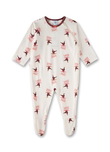 Sanetta Baby-Strampler beige Katze | Praktischer und bequemer Strampler aus Bio-Baumwolle für Mädchen. Baby Overall von Sanetta