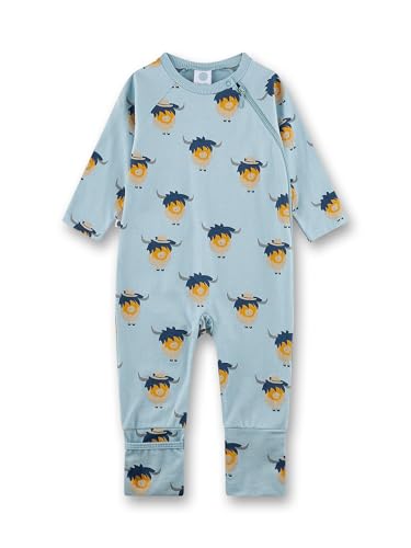Sanetta Baby-Overall Blau | Praktischer und bequemer Strampler aus Bio-Baumwolle für Jungen. Babystrampler mit Vario-Füßchen | Baby Overall von Sanetta