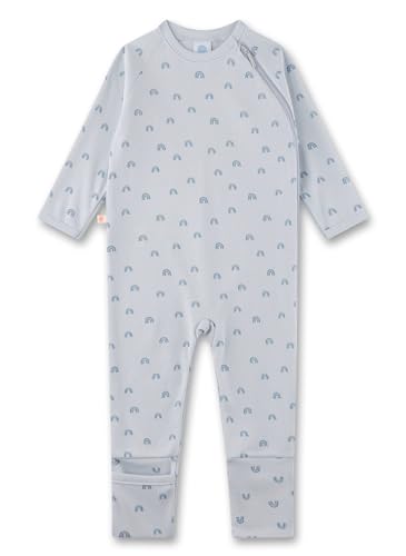 Sanetta Baby-Strampler hellblau Regenbogen | Praktischer und bequemer Unisex-Strampler aus Bio-Baumwolle. Baby Overall von Sanetta