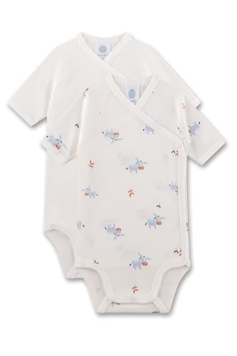 Sanetta Baby-Wickelbody (Doppelpack) off-white Esel | Nachhaltiger und süßer Wickelbody für Jungen aus Bio-Baumwolle. Inhalt: 2er Set Baby Wickelbody von Sanetta