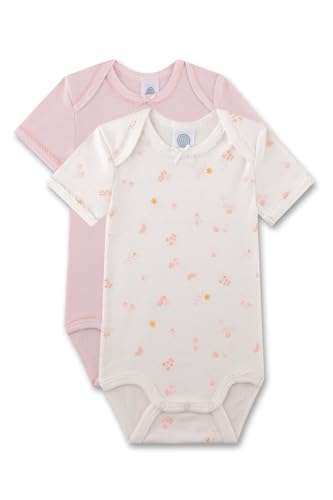 Sanetta Baby-Body kurzarm (Doppelpack) rosa & off-white Blumen | Hochwertiger und nachhaltiger Body für Jungen aus Bio-Baumwolle. Inhalt: 2er Set Baby Body von Sanetta