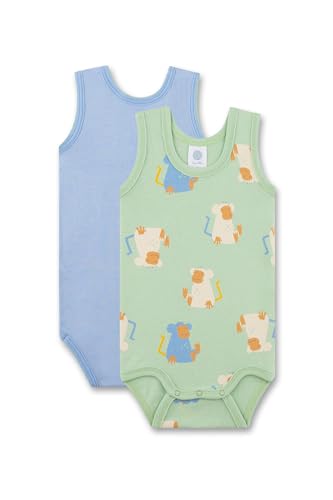 Sanetta Baby-Body (Doppelpack) blau & grün Affe | Hochwertiger und nachhaltiger Body für Jungen aus Bio-Baumwolle. Inhalt: 2er Set Baby Body von Sanetta