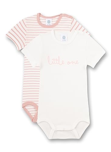 Sanetta Body Kurzarm (Doppelpack) Weiß und Rosa Ringel | Hochwertiger und nachhaltiger Body für Mädchen aus Bio-Baumwolle. Inhalt: 2er Set Baby Body 092 von Sanetta