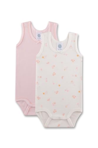 Sanetta Baby-Body ärmellos (Doppelpack) rosa & off-white Blumen | Hochwertiger und nachhaltiger Body für Mädchen aus Baumwolle. Inhalt: 2er Set Baby Body von Sanetta