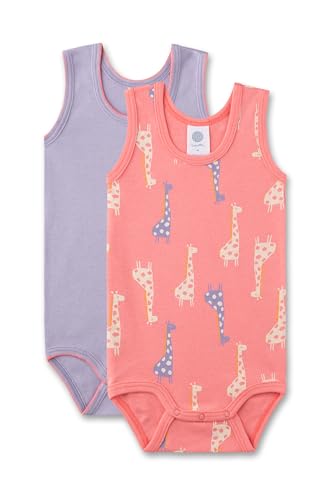 Sanetta Baby-Body ärmellos (Doppelpack) lila & rosa Giraffe | Hochwertiger und nachhaltiger Body für Mädchen aus Bio-Baumwolle. Inhalt: 2er Set Baby Body von Sanetta