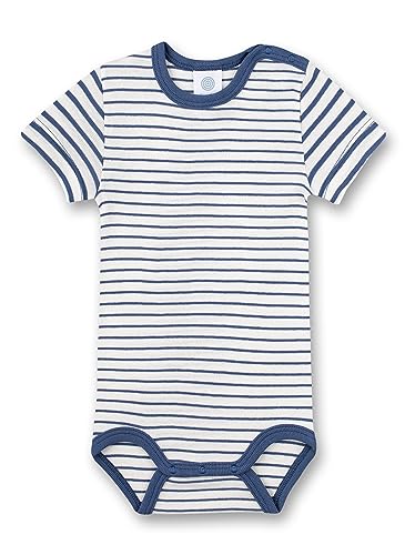 Sanetta Body halbarm Blau Ringel | Hochwertiger und nachhaltiger Body für Jungen aus Bio-Baumwolle. Baby Body 086 von Sanetta