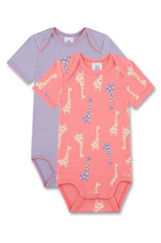 Sanetta Baby-Body kurzarm (Doppelpack) lila & rosa Giraffe | Hochwertiger und nachhaltiger Body für Mädchen aus Bio-Baumwolle. Inhalt: 2er Set Baby Body von Sanetta