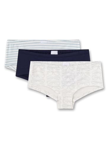 Sanetta Cutbriefs (Dreierpack) Off-White & Blau | Hochwertige und nachhaltige Unterhose für Mädchen aus Baumwoll-Elasthan-Mix. Inhalt: 3er Set Unterwäsche für Mädchen 176 von Sanetta