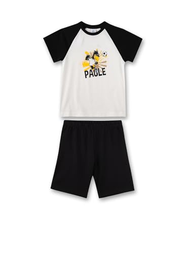 Sanetta DFB-Schlafanzug kurz Maskottchen Paule Kinder Unisex Off-White | Hochwertiger und bequemer Schlafanzug aus Bio-Baumwolle für Kinder mit DFB Maskottchen Paule | Pyjamaset für Jungen&Mädchen von Sanetta