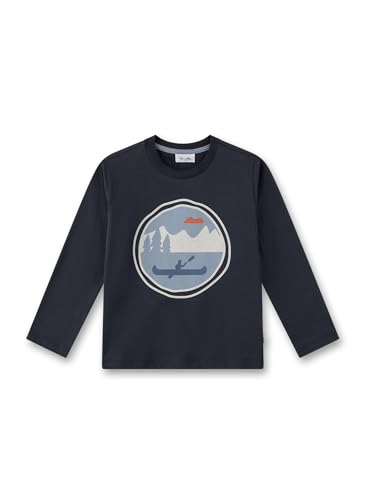 Sanetta Jungen 11672 Jungen-Langarmshirt Blau | Hochwertiges Und Gemütliches Shirt Aus Bio-Baumwolle Für Langarm Mit Bergpanorama Kinder Bekleidung, Blau, 98 EU von Sanetta