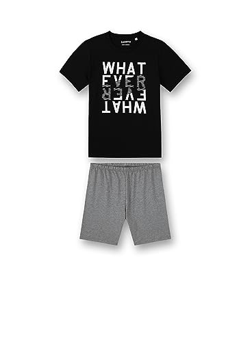 Sanetta Jungen-Schlafanzug kurz Schwarz | Hochwertiger und bequemer Schlafanzug aus Baumwolle für Jungen. Pyjamaset für Jungen 140 von Sanetta