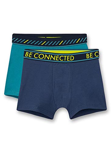 Sanetta Jungen Cosmos Jungen Hipshorts von Sanetta im praktischen Doppelpack in Dunkelblau und T rkis mit modischen Neon , Blau, 140 EU von Sanetta