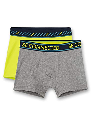 Sanetta Jungen Elite Grey Mel. Hipshorts Doppelpack Graumelange und Lemon-Grün mit elstischem Webbund, Grau, 128 von Sanetta