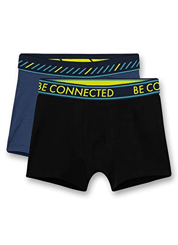 Sanetta Jungen Super Black Jungen Hipshorts im bequemen Doppelpack von Sanetta in den Farben Blau und Schwarz , Schwarz, 128 EU von Sanetta