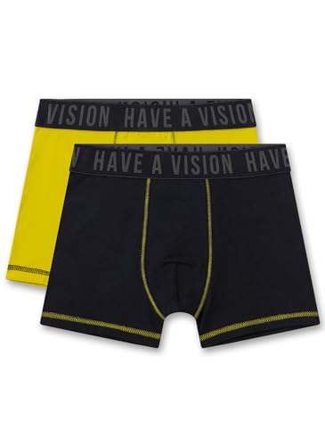 Sanetta Jungen-Hipshorts (Doppelpack) Dunkelblau & Gelb | Hochwertige und nachhaltige Unterhose für Jungen aus Bio-Baumwolle. Inhalt: 2er Set Unterwäsche für Jungen 128 von Sanetta