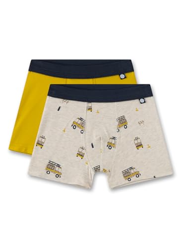 Sanetta Jungen-Hipshorts (Doppelpack) Gelb & Beigemelange | Hochwertige und nachhaltige Unterhose für Jungen aus Baumwolle. Inhalt: 2er Set Unterwäsche für Jungen 128 von Sanetta