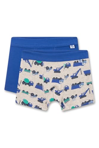 Sanetta Jungen-Hipshorts (Doppelpack) beige & blau | Hochwertige und nachhaltige Unterhose für Jungen aus Baumwoll-Mix. Inhalt: 2er Set Unterwäsche für Jungen 128 von Sanetta