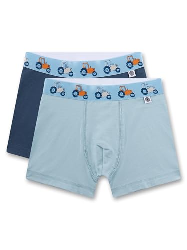 Sanetta Jungen-Hipshorts (Doppelpack) blau Traktor | Hochwertige und nachhaltige Unterhose für Jungen aus Baumwoll-Mix. von Sanetta