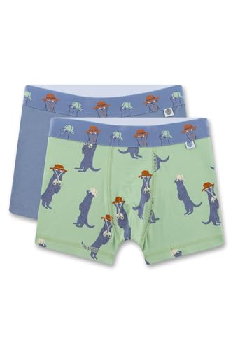 Sanetta Jungen-Hipshorts (Doppelpack) grün & blau | Hochwertige und nachhaltige Unterhose für Jungen aus Baumwoll-Mix. Inhalt: 2er Set Unterwäsche für Jungen 140 von Sanetta