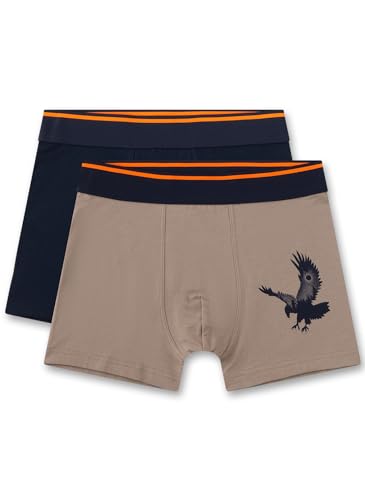 Sanetta Jungen-Hipshorts (Doppelpack) in Braun | Hochwertige und nachhaltige Unterhose für Jungen aus Bio-Baumwolle. Inhalt: 2er Set Unterwäsche für Jungen 128 von Sanetta